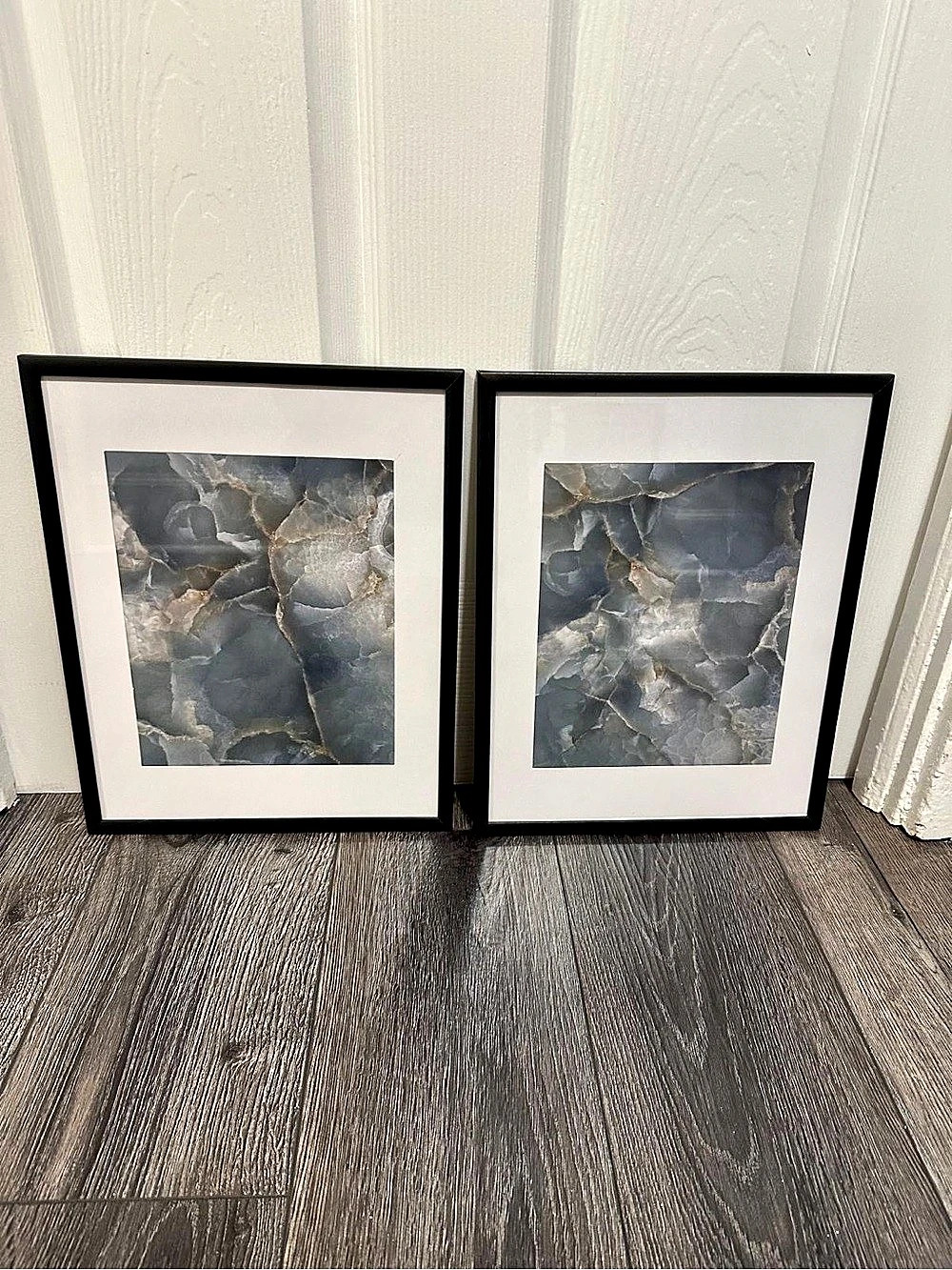 11.5” W × 15” H Set of 2 Blue Gray Marble Wall Art Prints